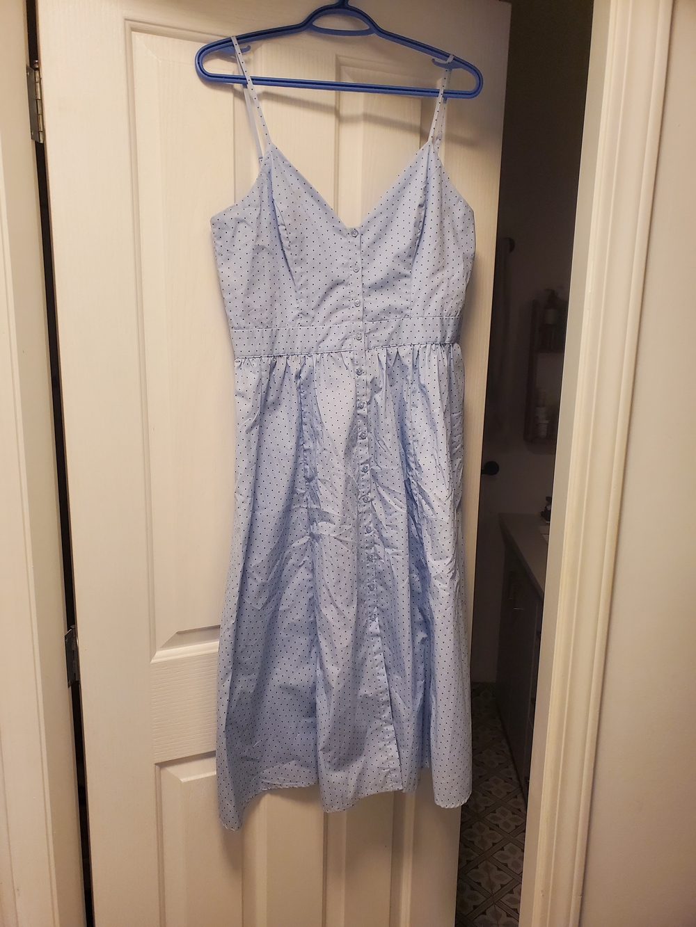 Light Blue Spotted Cotton Sundress